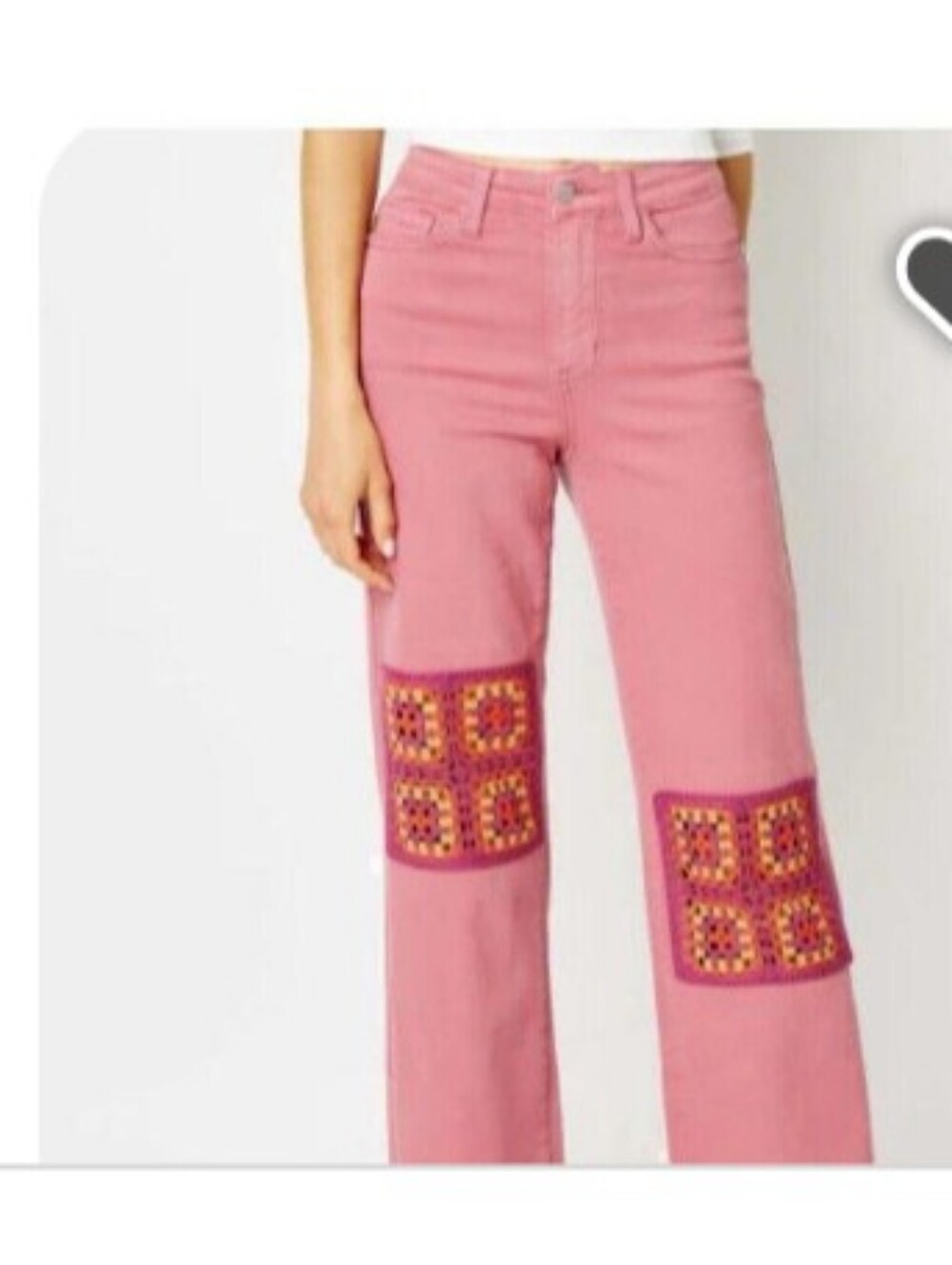 Judy Blue Women's Pink Jeans with Crochet Patch